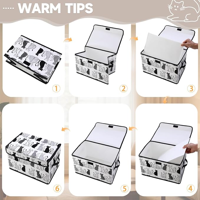 Stackable Storage Bins with Lids,Closet Organizers Fabric Box for Home and Office,Blanket Clothes Organizers,Under Bed Storage Containers 3 Pack