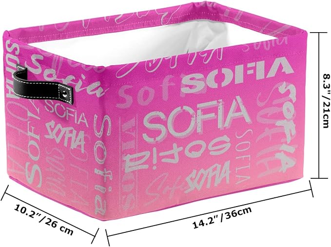 Personalized Storage Bins with Name Custom Kids Storage Basket Cubes Organizer with Handles for Organizing Boys and Girls Toys Shelf Closet Nursery Baskets Boxes, 1 Pack