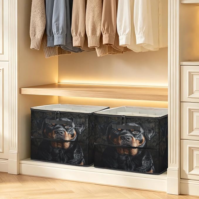 TropicalLife Funny Bernese Dog Shoe Organizer for Closet | Foldable Shoe Storage Organizer Box Bin with Adjustable Dividers and Clear Cover, Fits up to 16-32 Pairs