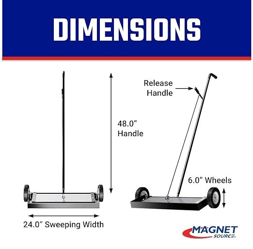 Master Magnetics Heavy Duty Magnetic Sweeper - Heavy Duty Push-Type with Release, 24" Sweeping Width, MFSM24RX