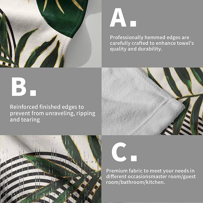 Giwawa Boho Leaves Hand Towels Mid Century Fingertip Towel Set of 2 Soft Kitchen Dish Towels Decorative Bathroom Towels for Bath Guest Gym Spa