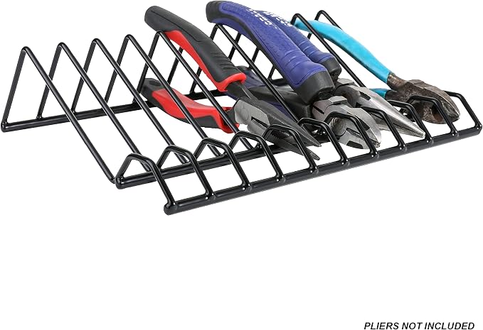 ARES 62004 2-Pc Black 10-Slot Plier Rack Set - Tool Drawer Organizer | 3/4-In Slots Fit Most Pliers; PVC Coating Prevents Slippage
