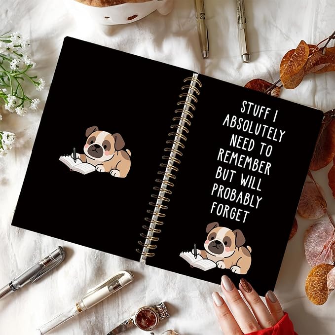 LIANGW Funny Boxer Dog Notebook Journal Gifts for Women & Men | Gifts for Boxer Dog Lovers Notebooks, Funny Gifts for Coworkers, Black Hardcover Spiral Notebook 5.5x8.3 Inch