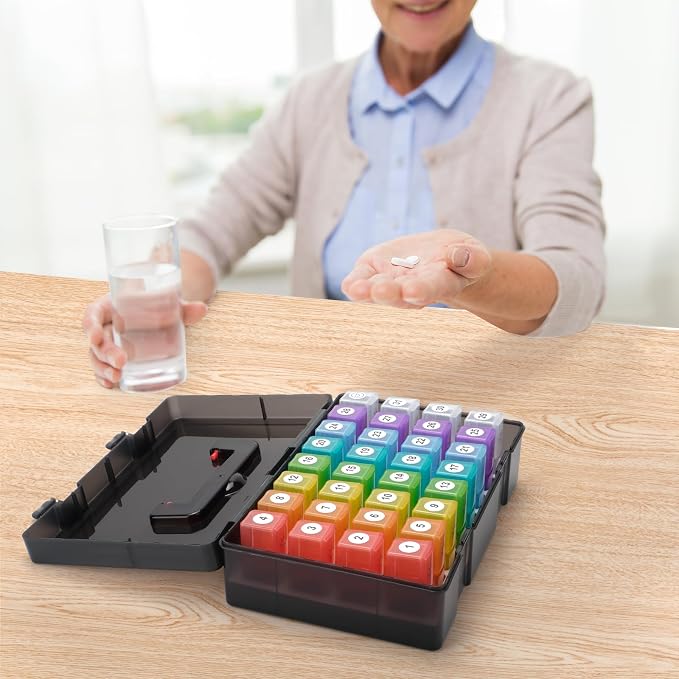 Monthly Pill Organizer 2 Times a Day,30 Day Pill Organizer 2X a Day,Pill Boxes and Organizer 2 Times a Day with Travel Case,Month Pill Box Organizer with 32 Daily Compartments,Moth Pill Box Am Pm