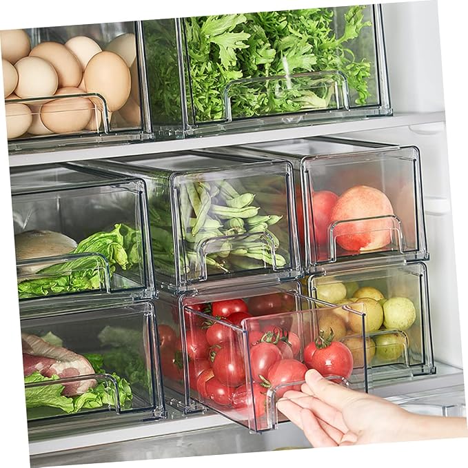 HOMSFOU Fridge Space Saver Organizer Fridge Fruit Box Sealing Storage Bin Organizing Bin Large Capacity Design Space-saving Sturdy Pet Material