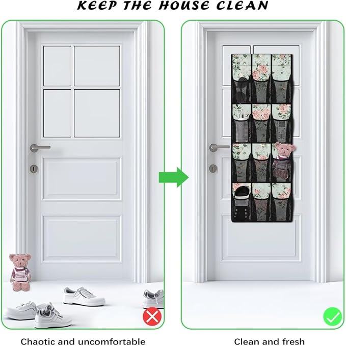 Hanging Storage Bags,Rose Shoe Organizer Door Hanger,Space Saver Hanging Shoe Storage Hanging Bag Waterproof Reusable