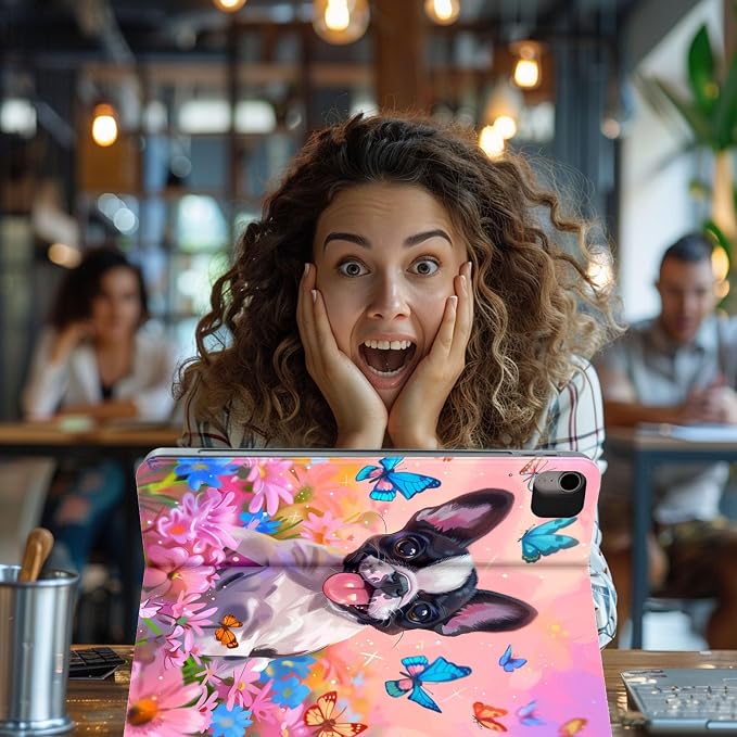 for Samsung Galaxy Tab S6 10.5 Inch 2019 Model T860/T865/T867 Tablet Case,Auto Wake/Sleep,Adjustable Stand Protective Cover - Cartoon Frog Flower