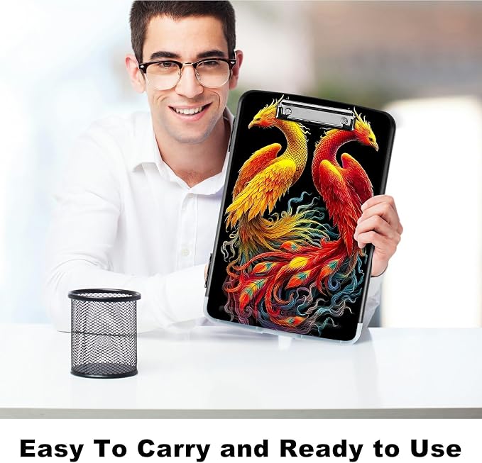 A4 Clipboard with Storage Pen Holder, Clipboards Organizer Nursing Clipboard Foldable File Folder Plastic Clipboard Folio Clip Board for Office Work Classroom Doctor, Flamingo Red
