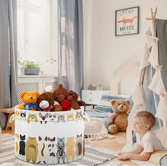 visesunny Fun Dog Puppy Animal Laundry Baskets Fabric Storage Bin Storage Box Collapsible Storage Basket Toy Clothes Shelves Basket for Bathroom,Bedroom,Nursery,Closet,Office