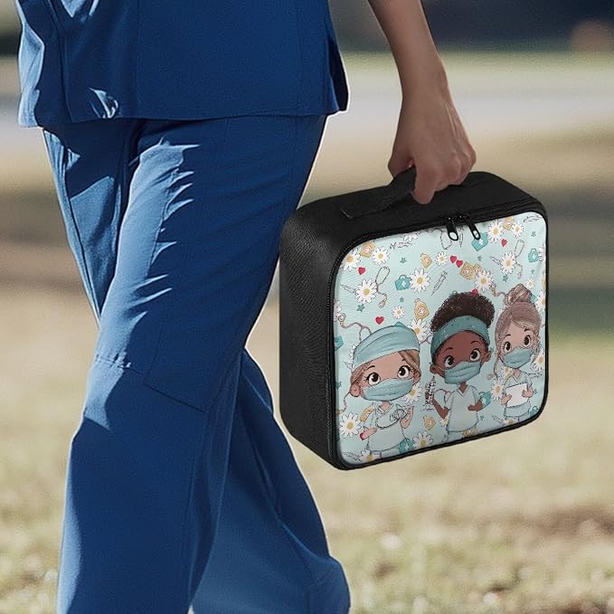 Empty First Aid Bag Nurse Blue Medical Bag Empty Large Capacity for Home Office and Travel Use Lightweight Washable Soft Fabric Organizational Pouch for Emergencies