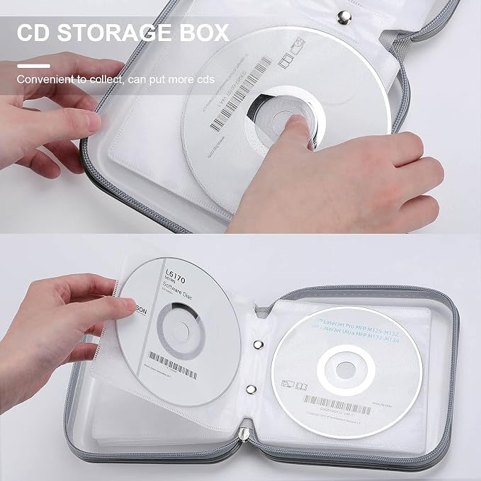 Portable 40-Capacity DVD Storage Binder Narwhals, Hard Case CD Holder with Zipper, Organizer for Music Movies Game Discs