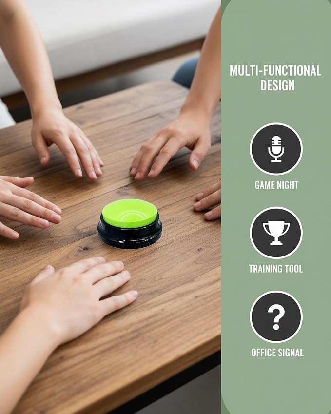 Dog Talk Buttons Voice Recording Button for Communication and Pet Training 30-Second Record & Playback Talking Button for Study, Office, Family, and Kids (Green, one)