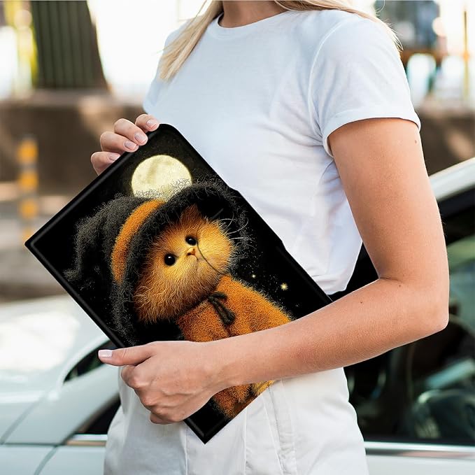Rotating Handle Case for Samsung Galaxy Tab S6 Lite 10.4" 2024/2022/2020, 360 Degree Swivel Kickstand with Magnetic Closure Shockproof Leather Cover for Women Men, Black Hat Kitten