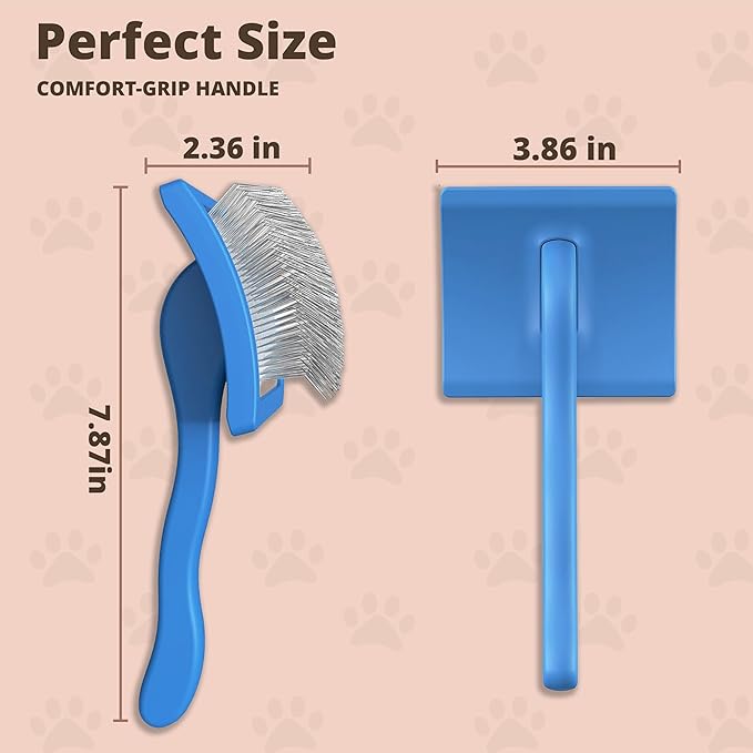 Slicker Brush for Dogs, Dog Brush for Shedding Massaging, Doodle Brush for Long Haired Dogs with Extra Long Pins to Effectively Remove Tangles, Knots and Mats (LARGE) (Blue, Large)