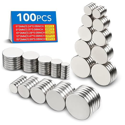 DIYMAG Small Refrigerator Magnets, 100Pcs Round Rare Earth Magnet, 5 Sizes | Mini Tiny Neodymium Strong Magnets for Crafts, DIY, Fridge, Miniatures, Whiteboard, Office, Kitchen, Dry Erase Board