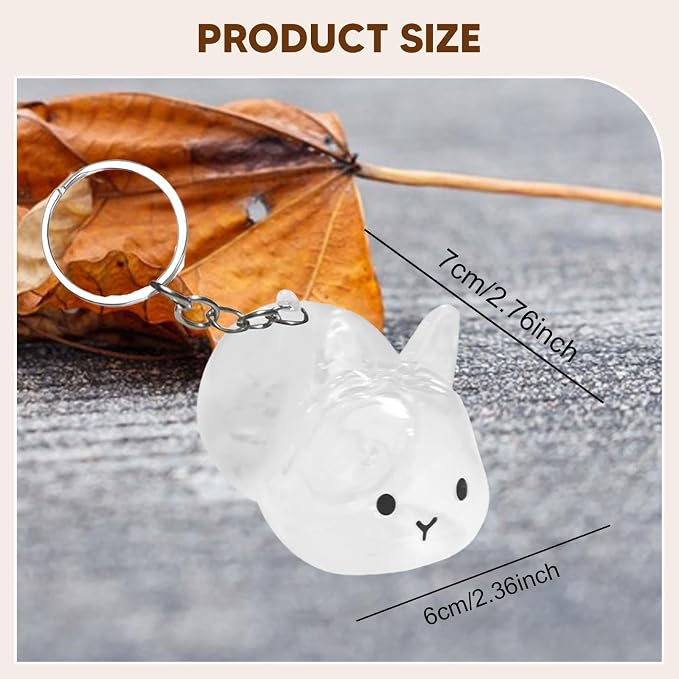 Colaxi Pet Bottle Keyring Rabbit Shaped Keepsake Portable Cute Transparent Pet Hair Holder Bag Charm