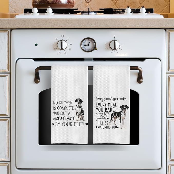 Great Dane Dog Kitchen Towels Set - Great Dane Gifts for Dog Lovers Women, Dogs Hand Towels Dish Towels Decor, 16x24 Inch,Set of 2