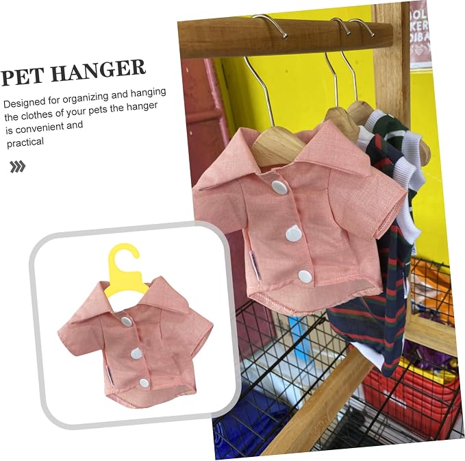 Toyvian 10pcs Dog and Cat Clothing Hangers Plastic Pet Apparel Racks for Organizing and Hanging Pet Clothes Small Yellow for Neat and Tidy
