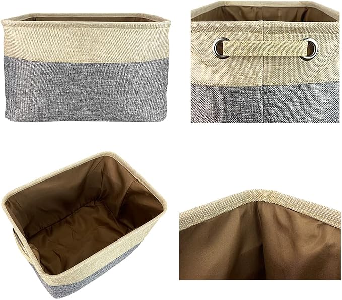 Custom Dog Basket for Toys Collapsible Storage Bin Grey Brow Pink Purple Blue Rectangular Pet Storage Organizer Box with Handles Medium Customized Name & Real Dog Breed
