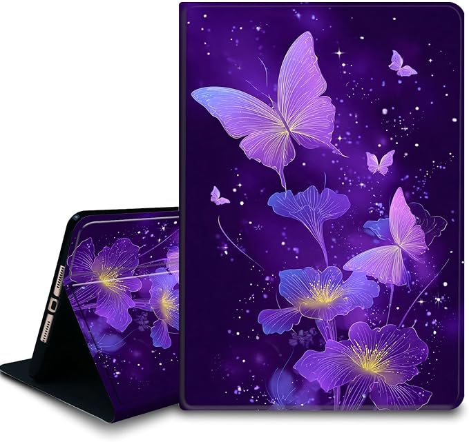 Bxgolkgd Tablet Case for Samsung Galaxy Tab A9 Plus/A9+ 5G 11 Inch 2023(SM-X210/X215/X216/X218),Shockproof Stand Cover with Heat Dissipation,Auto Wake/Sleep Function,Purple Butterfly Flower