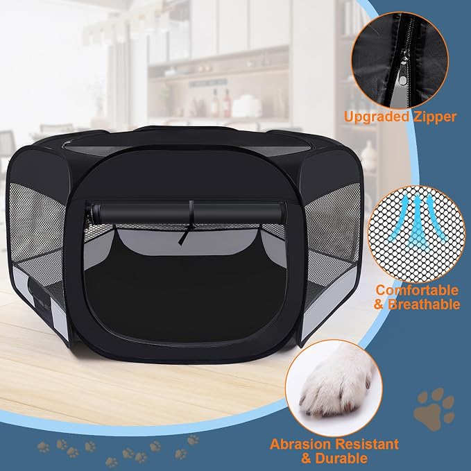 Dog Cat Playpen, Pet Puppy Playpen, Puppy Dog Play Pen for Indoors(Grey, S) | Portable Dog Playpen, Puppy Dog Cat Play Pen for Indoors Kitten Playpen, Collapsible Small Cats Crate Cage for Small Dogs