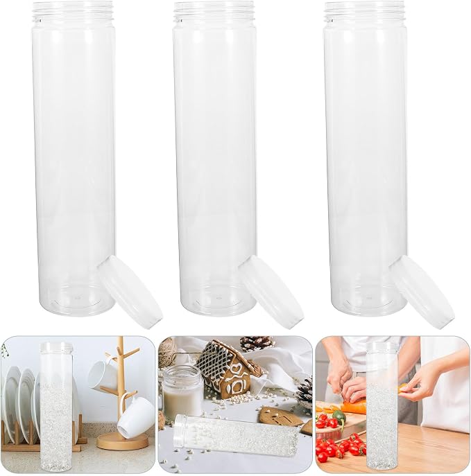 FOMIYES 3pcs round Storage Jar with Lid Food Container, 700ml Pet