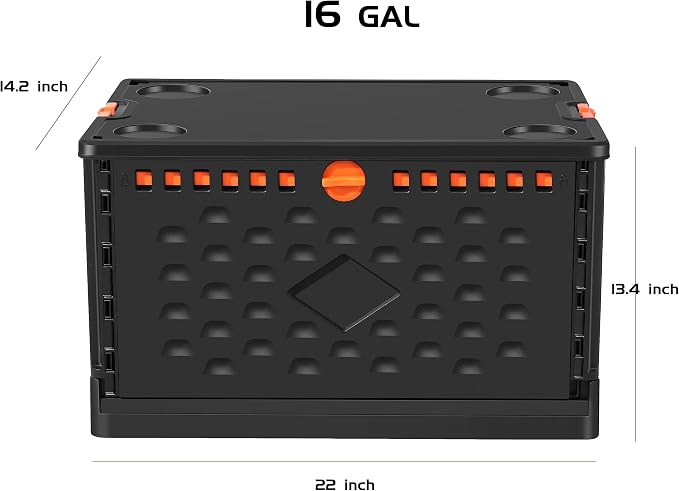 Collapsible Storage Bin with Lid Heavy Duty 16 Gallon Stackable Milk Crate | Durable PP Stackable Design Folds Flat with Secure Lid for Books Clothes Shoes Groceries Trunk and Travel Storage