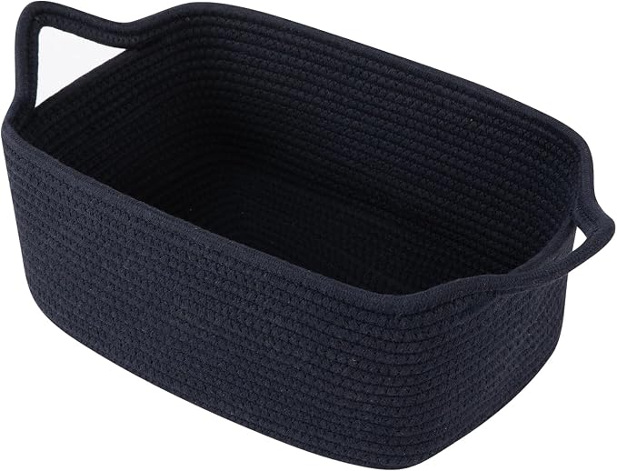 OIAHOMY Woven Basket, Gift Basket Empty with Gift Bags and Ribbons, Rope Baskets for Baby Showers, Storage Baskets with Handles for Nursery, Pet Toy Organizer - Navy Blue
