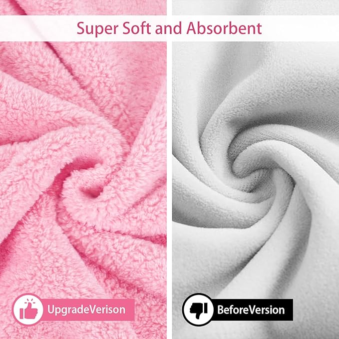 Pet Bathrobe Towel Dog Cat Drying Coat Super Absorbent Cute Dogs Bath Towel Hooded Robe Adjustable Collar & Belly Strap for XSmall to XLarge Pets (Pink, Small)