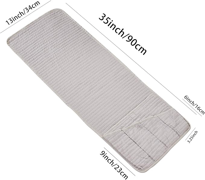 Brilliant Sunshine Light Beige Quilted Couch Armrest Cover, 35"×13" | Washable Magazine Holder, Armrest Organizer & Caddy on Sofa, Recliner, Armchair, Storage for Remote Controls, Phone, iPad