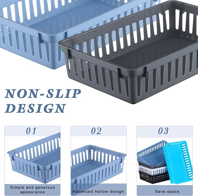 Wenqik Set of 12 Small Plastic Baskets for Organizing, Multi Color