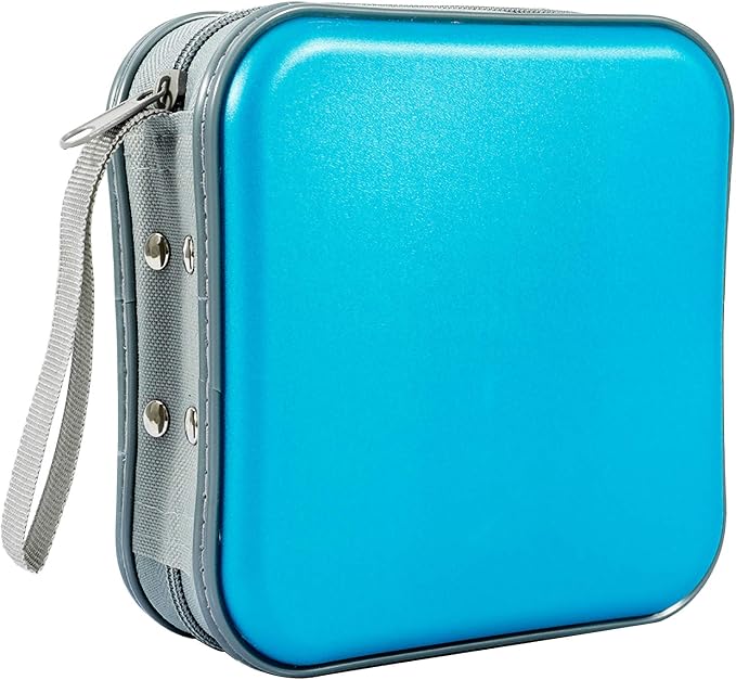 CD Case, 40 Capacity CD DVD Case Wallet Holder Portable Disc VCD Heavy Duty Binder Storage Organizer (Sky Blue)