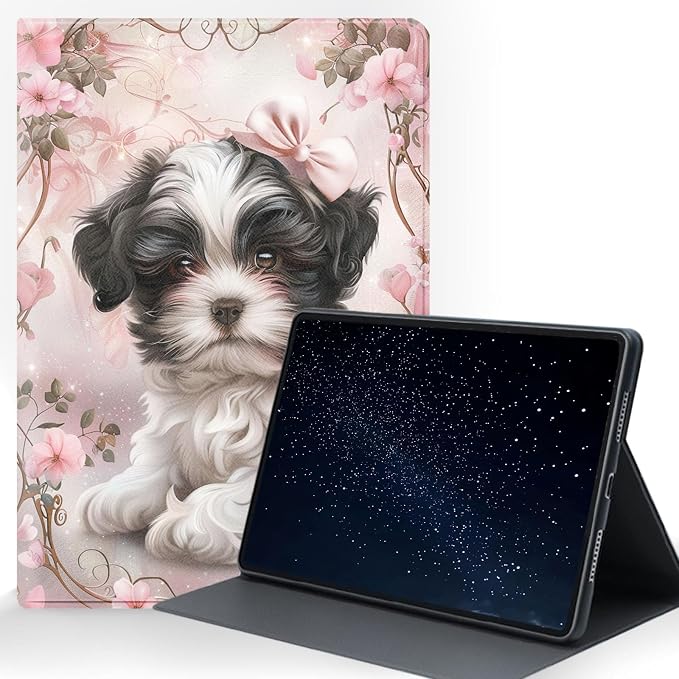 for Samsung Galaxy Tab S6 Lite 10.4" 2020/2022/2024 (SM-P620/P625/P613/P619/P615/P610) Tablet Protective Cover with Adjustable Stand and Magnetic Auto Wake/Sleep,Cute Shih Tzu Puppy Dog