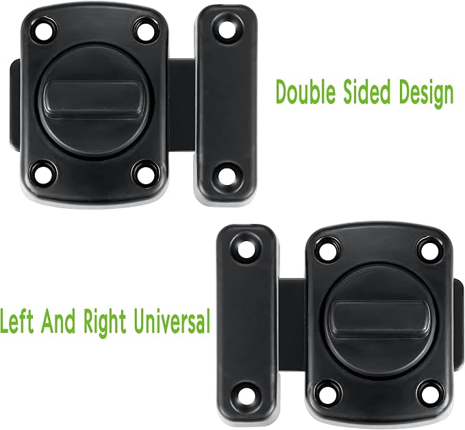 Black Rotate Bolt Gate Latches,Zinc Alloy Rotary Switch Cabinet Lock | Slide Bolt Latches Lock,Pet Door Lock, for Drawer,Storage Box,Cabinets,Locker, Closet,Pet Cage,Wine Cabinet,Protect Privacy