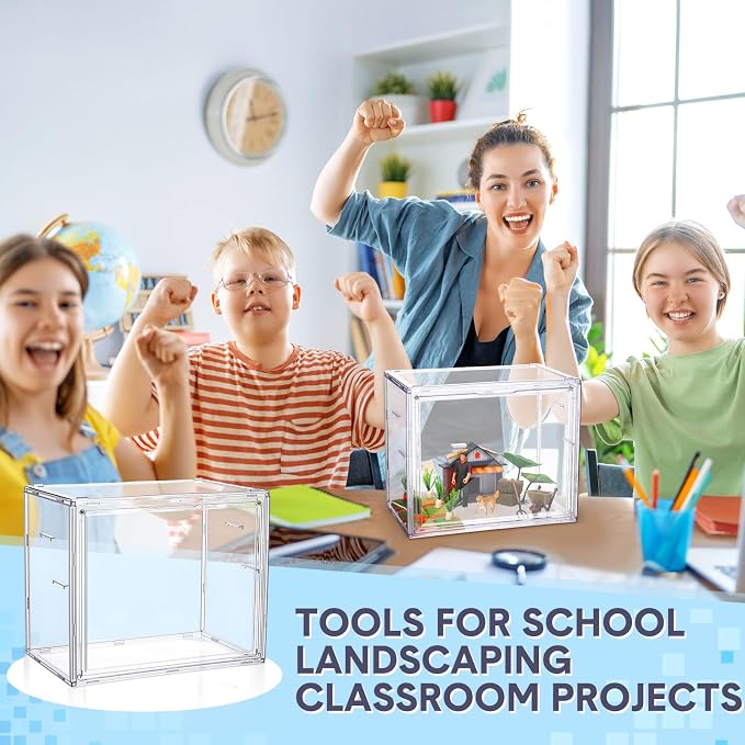 Leinuosen Clear Display Case with Magnetic Lid, Stackable for Toys