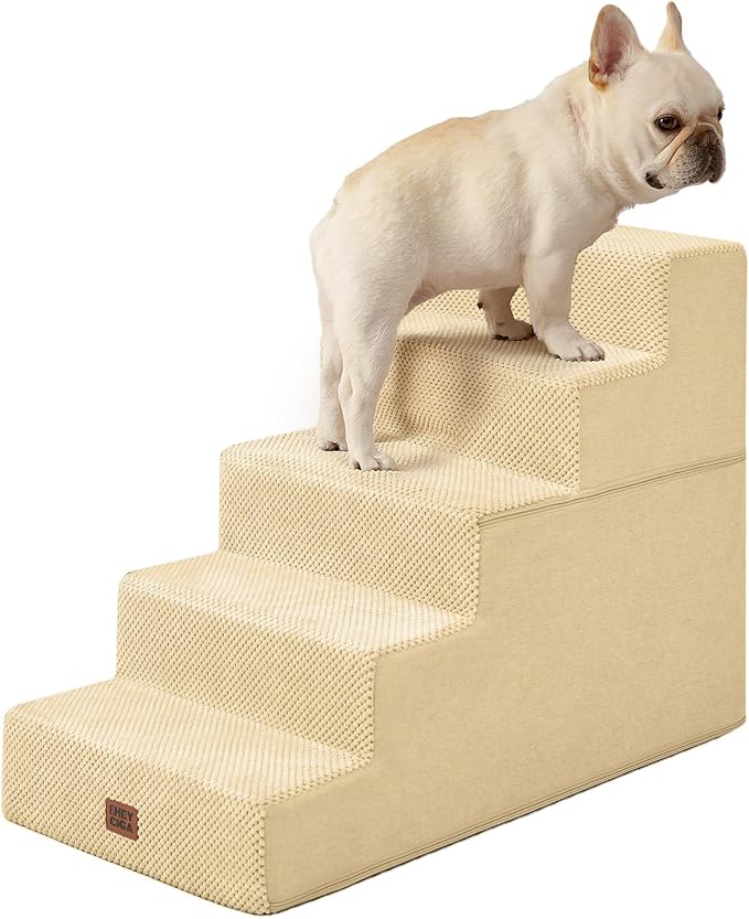EHEYCIGA Dog Stairs for High Bed 22.5" H, 5-Step Dog Steps, Graige | Pet Steps for Small Dogs and Cats for Bed, Non-Slip Balanced Pet Ramp Indoor