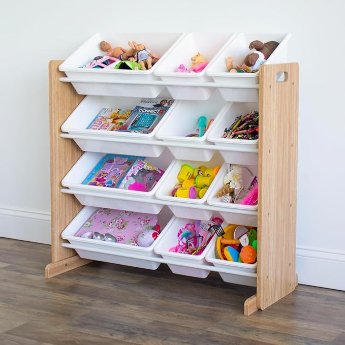 Humble Crew Kids Toy Organizer with 12 Bins, 4 Tier Storage for Playroom