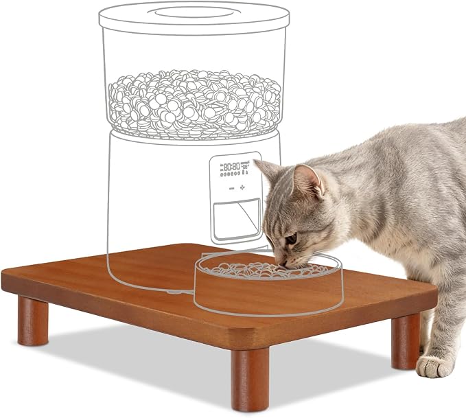 SZEE Cat Food Stand, Elevated Cat Feeder Stand for Automatic Feeder & Bowls