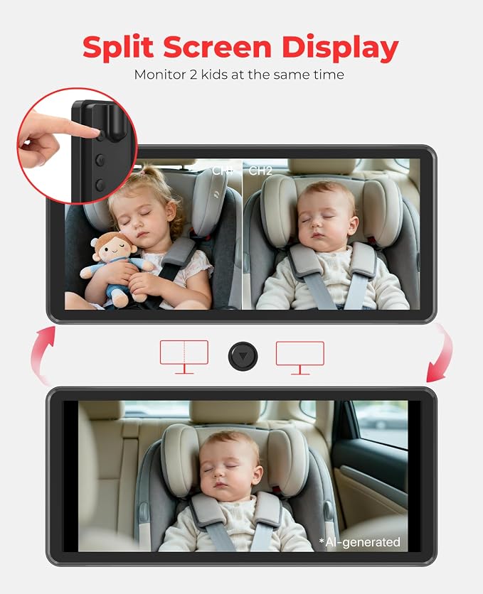 LUCKVIEW BM5PRO Dual Baby Car Camera, Blue 7.2" 1080P Monitor