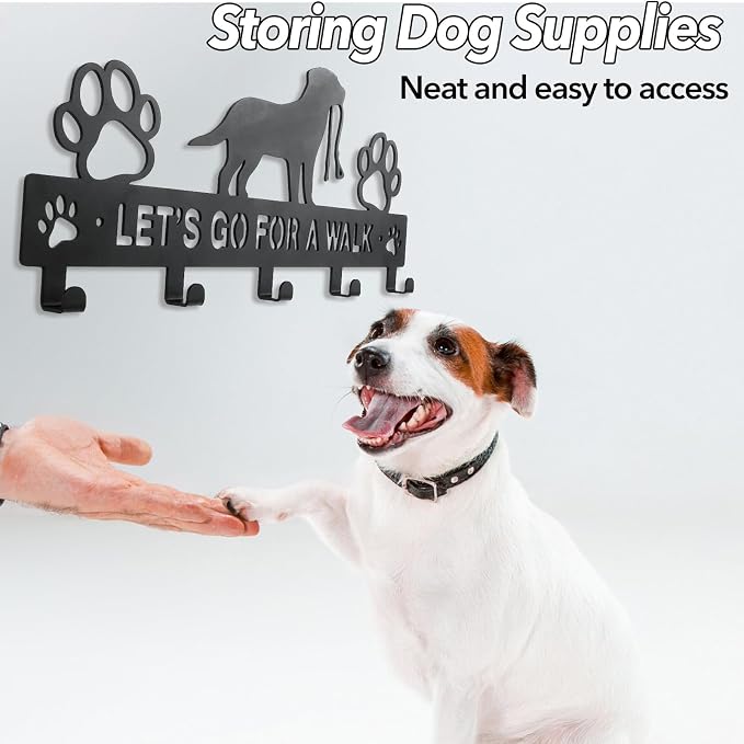 Iron Dog Leash Holder for Wall with 5-Hooks, Doorway Dog Hooks, Dog Accessory Holder