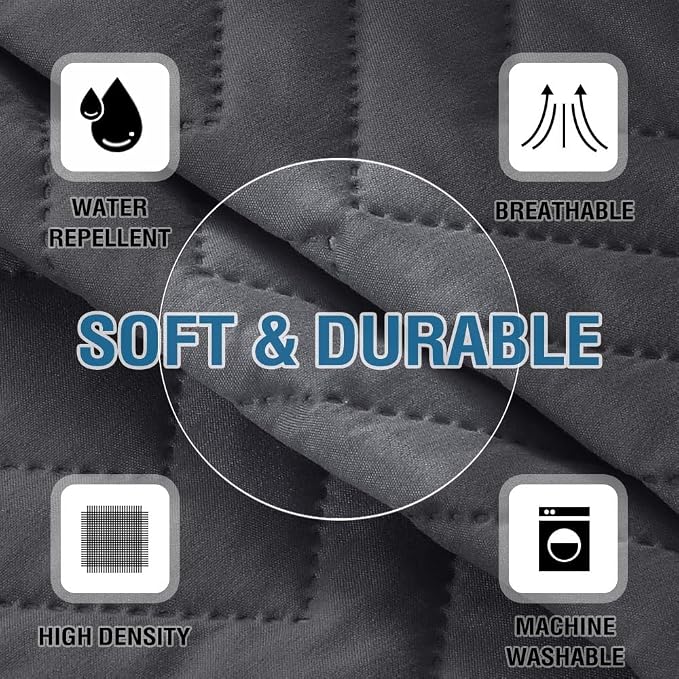H.VERSAILTEX Water Resistant Armrest Covers for Sofa, 2 Pack, Gray/Beige | Waterproof Armchair Caddy, Couch Arm Covers Remote Control Holder Sofa Armrest Organizer for Magazine, Tablet, Phone, iPad