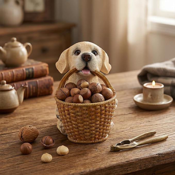 Cute Labrador Candy Bowl, Resin Dog Figurine Key Bowl for Entryway Table, Desktop Storage Basket Organizer for Desk, Unique Dog Lover Gift