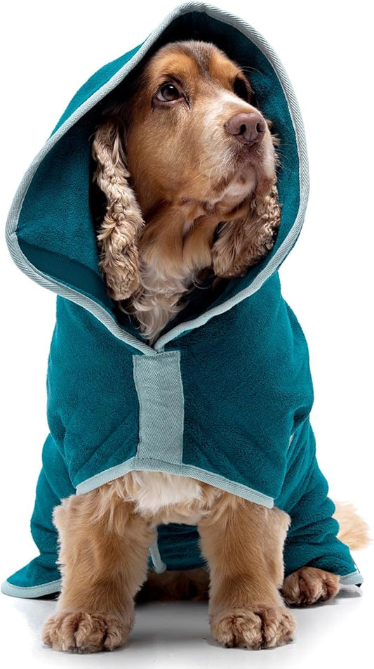 Lucky Pooch® Dog Robe - Luxurious Dog Bathrobe - Ultra Absorbent Dries Your Dogs in Minutes! Double-Layer, Super Soft Towel and Bath Robe All in One (XXL, Teal)