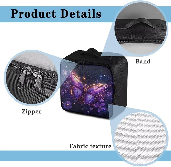 Empty First Aid Bag Butterfly Purple Galaxy Empty First Aid Bag Medical Bag Empty Large Capacity for Home Office and Travel Use Lightweight Washable Soft Fabric