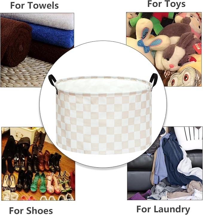 MAIZMZ Checkered Storage Basket Extra Large 80L Kids Hamper Baby Laundry Basket Waterproof Toys Car Organizer Collapsible Canvas for Home/Dorm/Pet/Office/Closet/Shelf/Gift Baskets