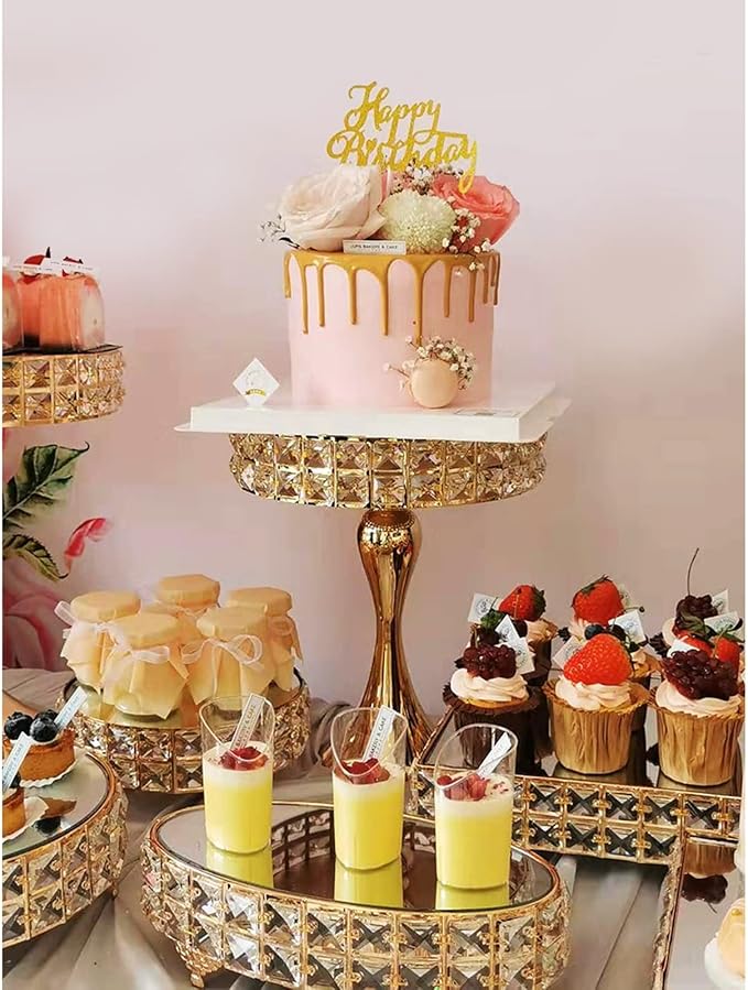 Cake Stand Wedding Crystal Dessert Stand Display Stand Ornament Dessert Cold Tea Stand Cosmetic Organizer Cake Stand Cake Plate Candy Cupcake Dessert Display Shelves (Color : D) (B)