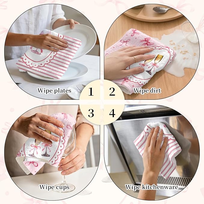 Wine Kitchen Towels Set of 2 - Wine Lovers Dish Towels for Drying Dishes, Gifts for Women Wines Lover, Bar Towel for Kitchen Home Bar Decor, Bar Dish Decor Gifts for Drinking Lovers