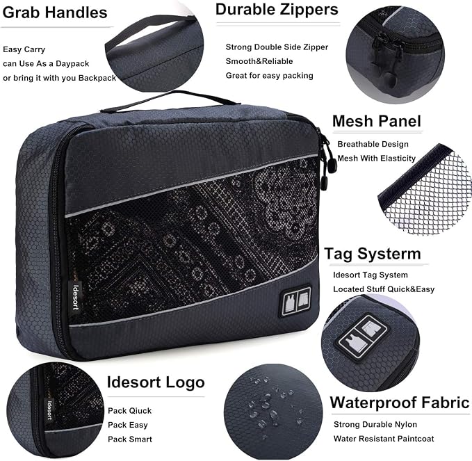 Packing Cubes large Luggage Organizers Bags For Travel Organizing Clothes | Mixed Color 8 Set Suitable family or two-person trips; breathable mesh make easy to sort; durable and convenient to store