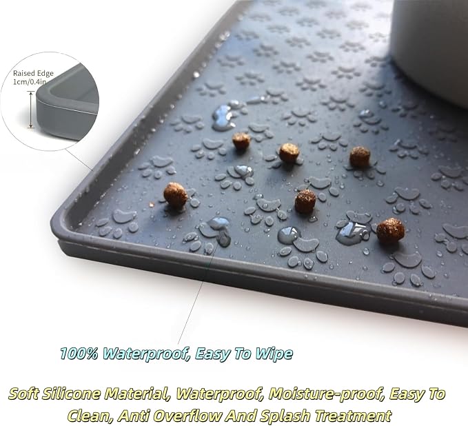 Waterproof Silicone Under Sink Mat Pet Cat Puppy Essentials (Dark Gray, 19'' x 12'')