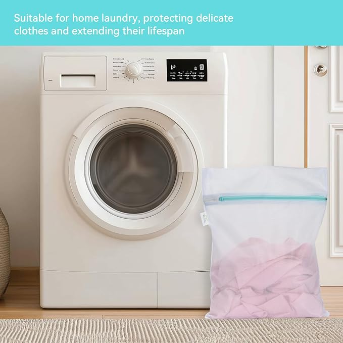 OTraki Mesh Laundry Bag for Delicates 20x24 inch Mesh Wash Bag for Washing Machine Zippered Net Laundry Bag for Bra Underwear College Dorm Home Don't Drying, Melting 140-176℉ White | Zippered Net Laundry Bag for Washing Machine Wash Bag for Bra Underwe...